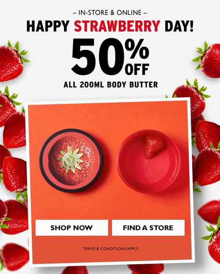  The Body Shop 美体小铺 全场Body Butter身体乳5折特卖，满40加元额外立减10加元！