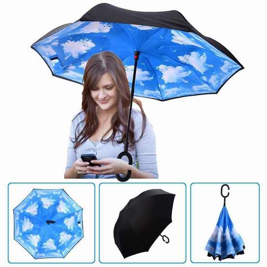  BIGBANBAN 双层超强抗风 创意雨伞/倒伞 17.84加元限量特卖！多色可选！