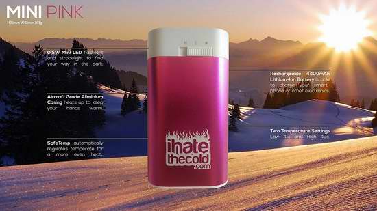  iHateTheCold 4400mAh 充电式多功能迷你 暖手宝/充电宝/手电筒 19.65加元限量特卖！