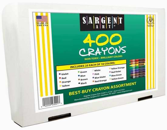  历史新低！Sargent Art 22-3221 蜡笔16色400支超值装2折 12.72加元限时清仓！