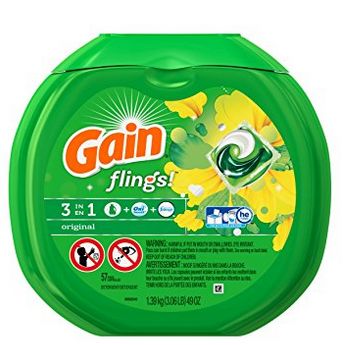  Gain Flings 3合1强力去污除味洗衣球 10.34加元（57粒），原价 16.99加元