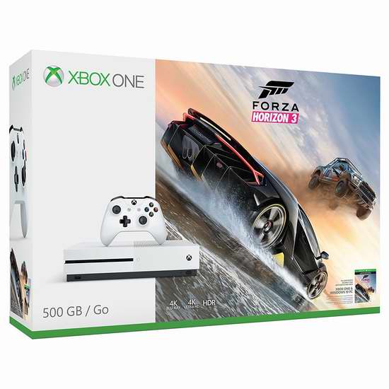  历史最低价！Xbox One S 500GB 家庭娱乐游戏机+《极限竞速 地平线3》套装 329.99加元限时特卖并包邮！