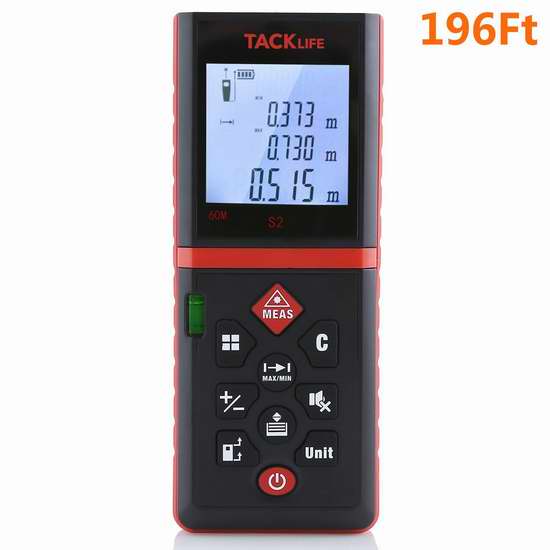  Tacklife LDM05 196英尺 专业激光测距仪 47.99加元限量特卖并包邮！