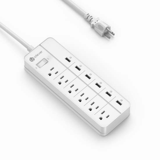  iClever BoostStrip IC-BS03 6 插座 + 6 USB智能充电 电涌保护插线板 25.49加元限量特卖并包邮！