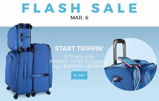 今日闪购：Atlantic Unite 2系列 21/25/29寸 拉杆行李箱1.8折 70加元限时特卖！两色可选！