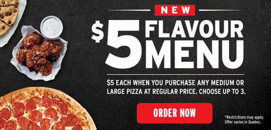  Pizza Hut 必胜客 正价购买大号或中号pizza，再买3个以内中号pizza每个仅需5加元！