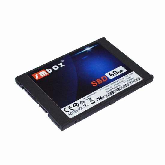  SMBOX 7毫米超薄 SATA 3 2.5英寸60GB固态硬盘 36.54加元限量特卖并包邮！