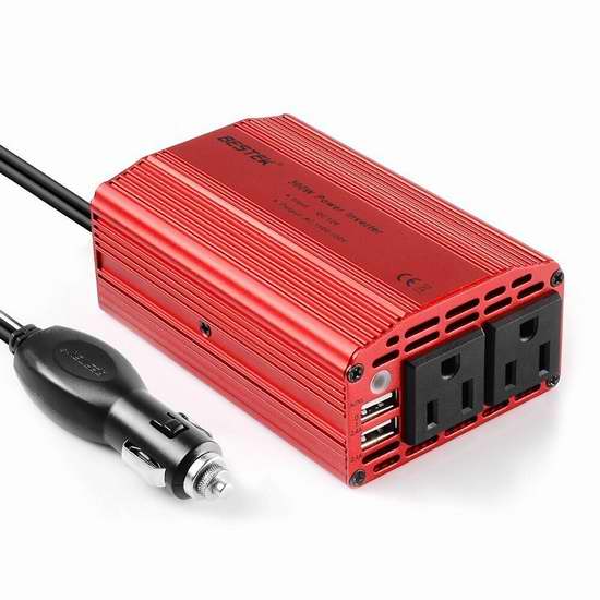  BESTEK 300W 车载电源逆变器（2 USB充电口+2电源插座） 28.89加元限量特卖并包邮！