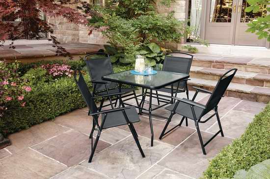  Mainstays Cranston 庭院折叠式餐桌椅5件套 98加元限时特卖并包邮！