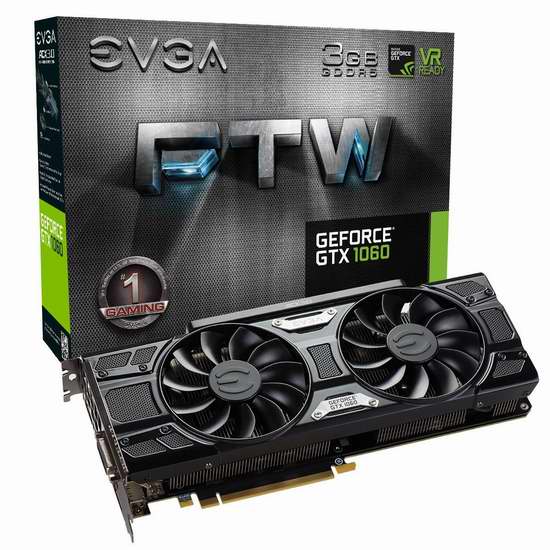  金盒头条：历史新低！EVGA GeForce GTX 1060 3GB FTW 游戏显卡 269.99加元限时特卖并包邮！