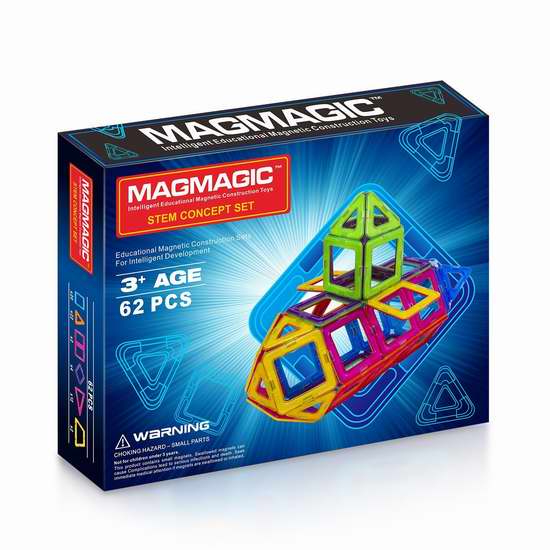  历史新低！Magmagic 益智磁力积木62件套3.2折 30.99加元！