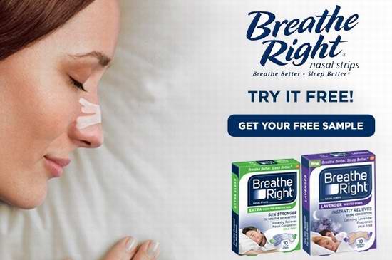  免费申请 Breathe Right 鼻舒乐 Nasal 鼻塞通气呼吸辅助贴/止鼾贴 试用装！