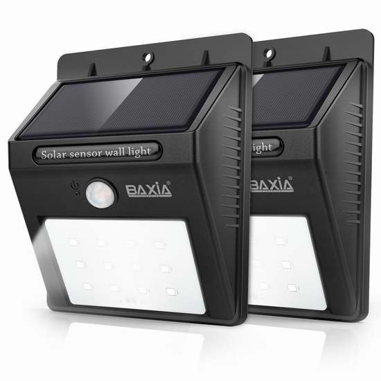  BAXIA TECHNOLOGY 12 LEDs 太阳能防水运动感应灯2件套 18.99加元限量特卖！