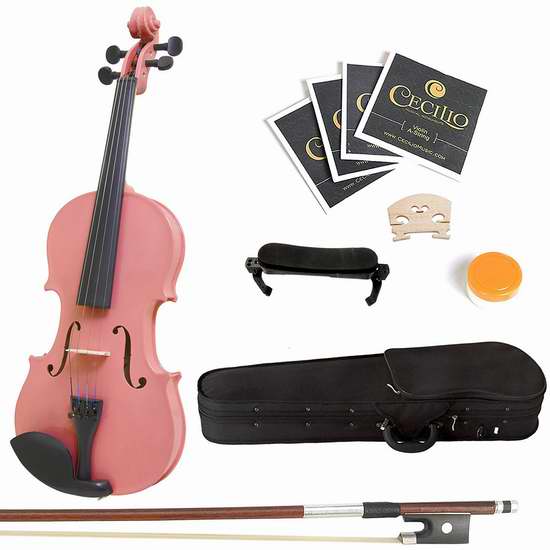  白菜价！历史新低！Mendini 3/4 MV-Pink 实木小提琴套装2.5折 36.35加元限时清仓并包邮！
