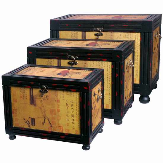  历史新低！Oriental Furniture 25英寸中式复古木箱三件套1.7折 102.93加元限时清仓并包邮！