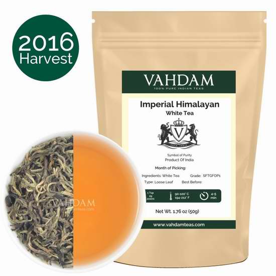  Vahdam Teas 喜马拉雅山白茶1.73盎司 9.95加元限量特卖！