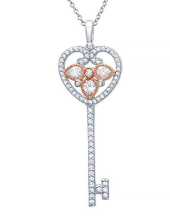  与Tiffany同款！CRISLU Key to the Kingdom Heart 心形钥匙项链 58.65加元，原价 138加元