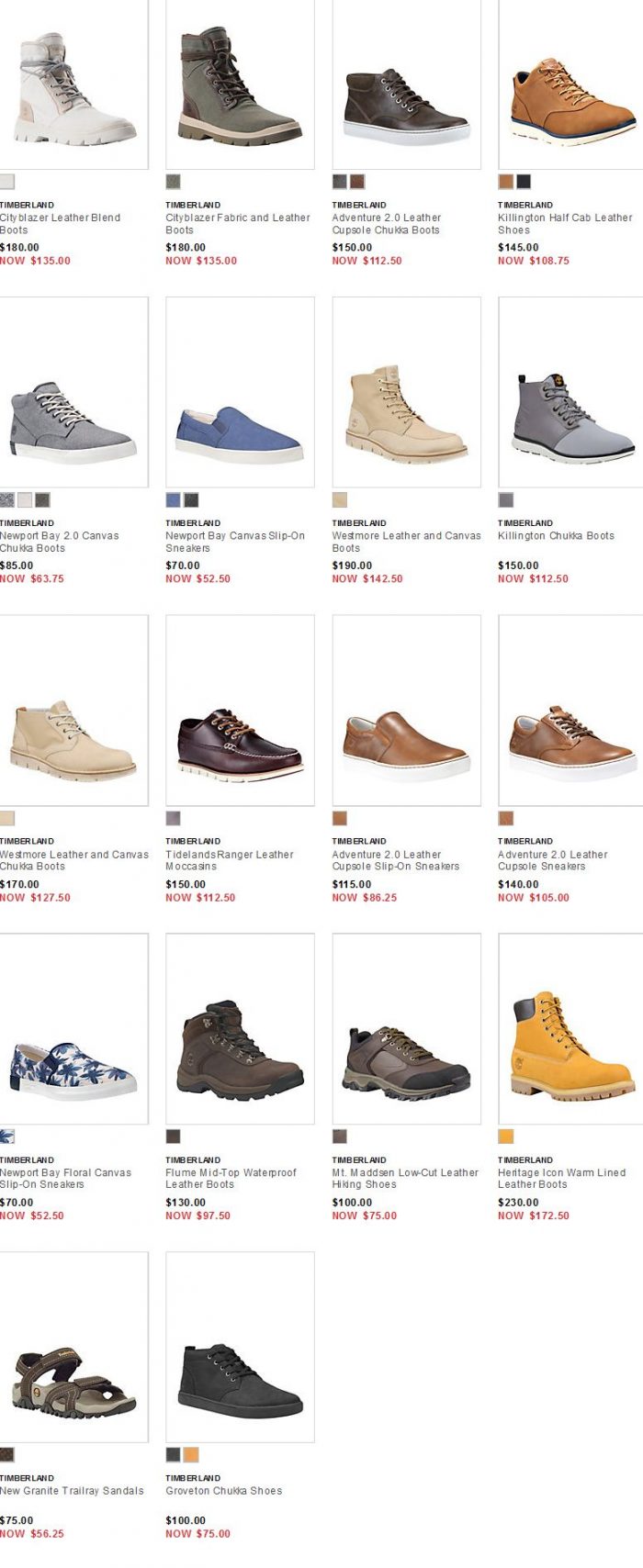 精选 TIMBERLAND 添柏岚男女靴鞋 7.5折优惠！