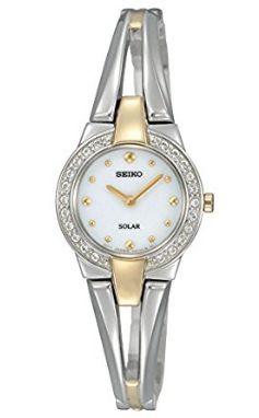  历史新低！Seiko 日本精工 SUP206 女士时尚 施华洛世奇水晶 光动能双色腕表5.1折 111.83加元限时特卖并包邮！