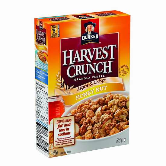  历史新低！Quaker 桂格 Harvest Crunch 纯天然早餐脆燕麦片470克 1.97加元限时特卖！