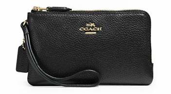  COACH 女士时尚粒面真皮双角拉链腕包 65.99加元限时特卖！