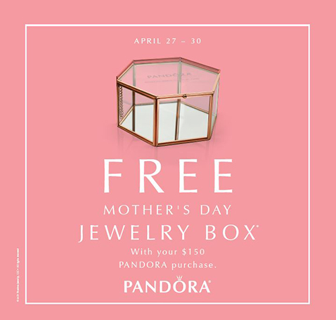  Pandora 潘多拉 母亲节限时活动！店内购满150加元，送精美玻璃首饰盒！