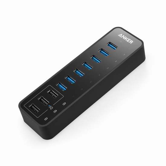  金盒头条：Anker USB 3.0 10口60瓦智能快速USB充电器/高速USB集线器 41.99加元限时特卖并包邮！