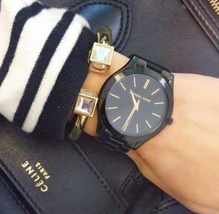  近史低价！Michael Kors MK3221 Runway系列 女士黑色经典简约腕表/手表4.5折 113.75加元包邮！