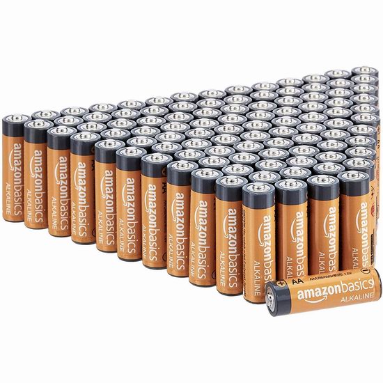  AmazonBasics AA 高性能碱性电池100只装 23.68加元！