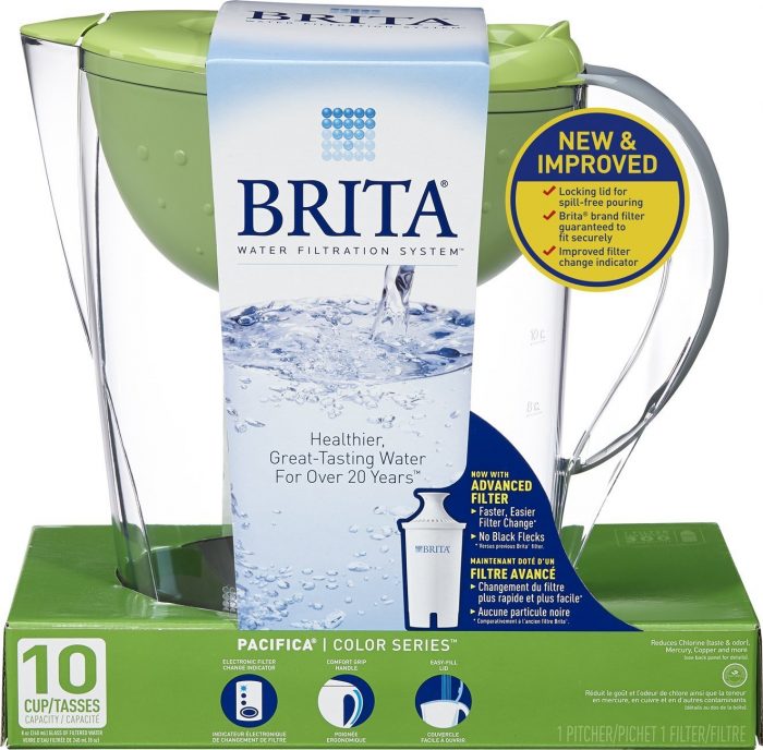  健康饮水必备！Brita Pacifica 10杯绿色滤水壶 25.99加元（3色），原价 37.47加元