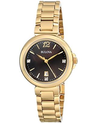  Bulova 宝路华 97P107 女款黑色珍珠母贝石英腕表 119.99加元，原价 392加元，包邮