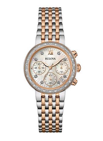  BULOVA 宝路华钻石三眼腕表  374.99加元，原价 625加元，包邮