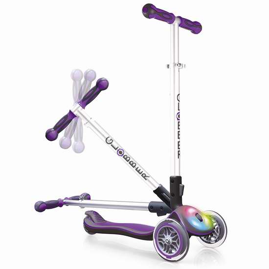  Globber 高乐宝 Elite 炫酷LED轮 紫色成长型3轮滑板车 59.99加元限量特卖并包邮！