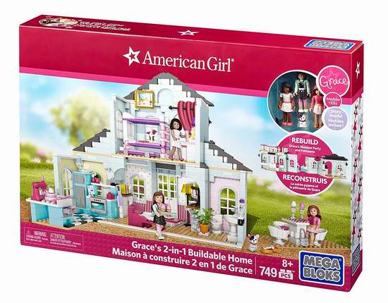  历史新低！Mega Bloks 美家宝 DPK87 美国女孩Grace的二合一别墅积木套装（749pcs）5折 49.97加元限时特卖并包邮！