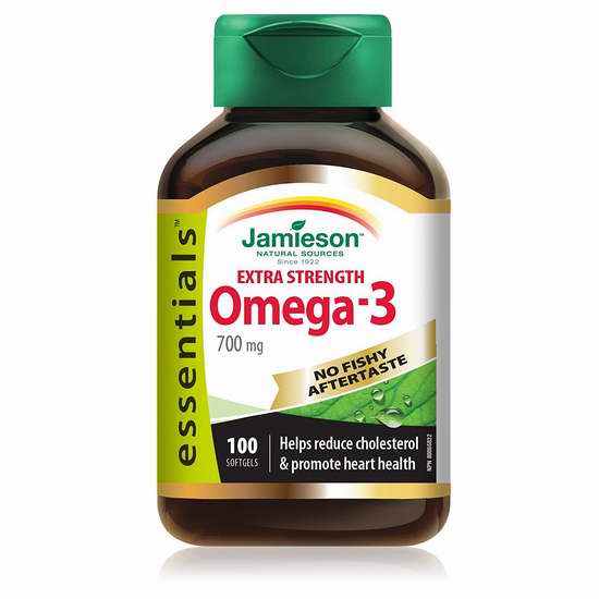  Jamieson 健美生 加强型 Omega-3 无腥味深海鱼油（100粒）14.24加元，原价 21.97加元