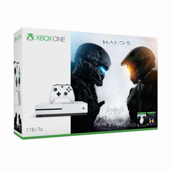  历史新低！Xbox One S 1TB 家庭娱乐游戏机+《光环5：守护者》+《光环：士官长合集》套装 349.96加元限时特卖并包邮！