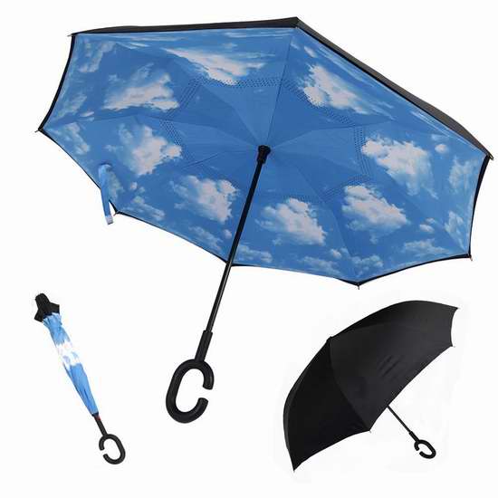  ZQL 双层抗风防紫外线 创意雨伞/倒伞 18.69加元限量特卖！