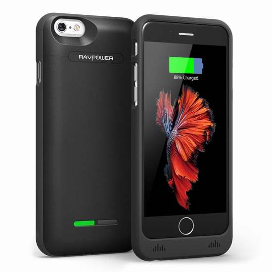  RAVPower 3000mah iPhone 6 & 6S 充电手机壳2.7折 9.88加元限量特卖并包邮！