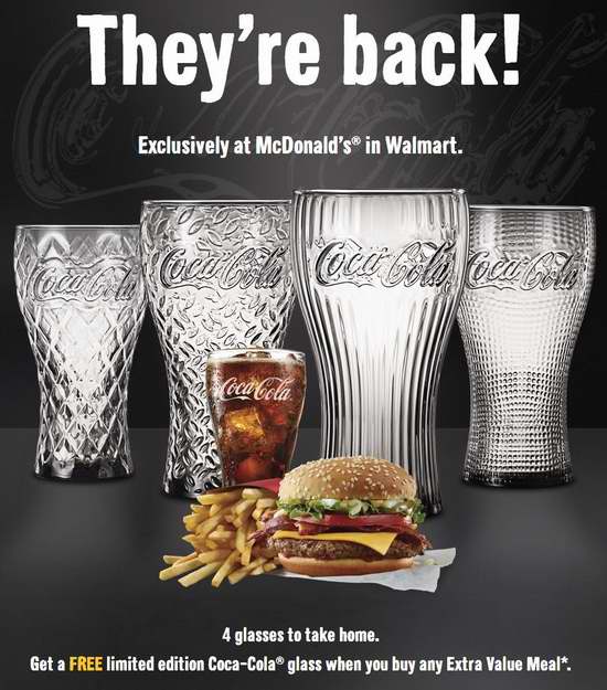  McDonald's 麦当劳Walmart店内购买超值套餐，免费送1个玻璃饮料杯！