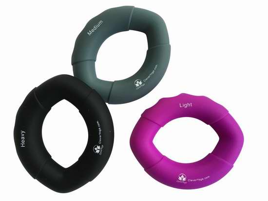  Clever Yoga 橄榄形瑜伽健身握力器/握力圈3件套（3级力度）3折 11.98加元限量特卖！