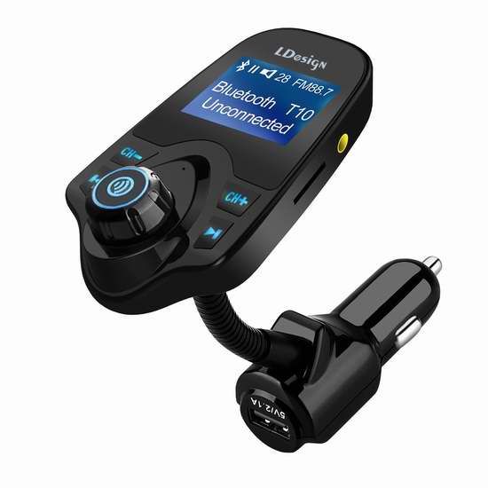  LDesign 无线蓝牙车载FM调频转换器+免提电话+USB充电 18.99加元限量特卖！
