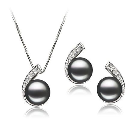  历史新低！PearlsOnly 7.0-7.5mm AA黑色淡水珍珠纯银项链+耳钉套装 105加元限量特卖并包邮！