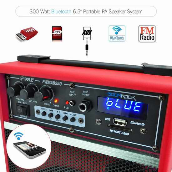  历史新低！PYLE-PRO 300瓦 多功能一体式蓝牙卡拉OK音箱系统4折 65.03加元限时特卖并包邮！