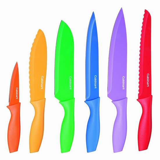  历史新低！Cuisinart Advantage 彩色不锈钢刀具12件套5.7折 24.99加元！两款可选！