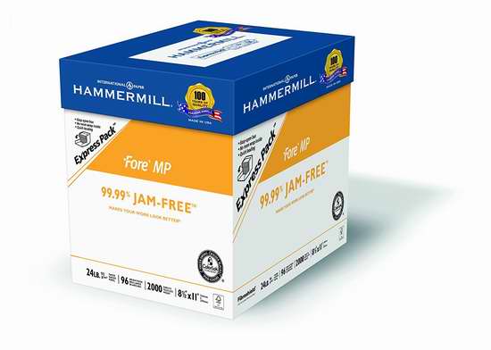  历史新低！Hammermill Paper Fore MP 24磅复印打印纸2000页 19.99加元限时特卖！