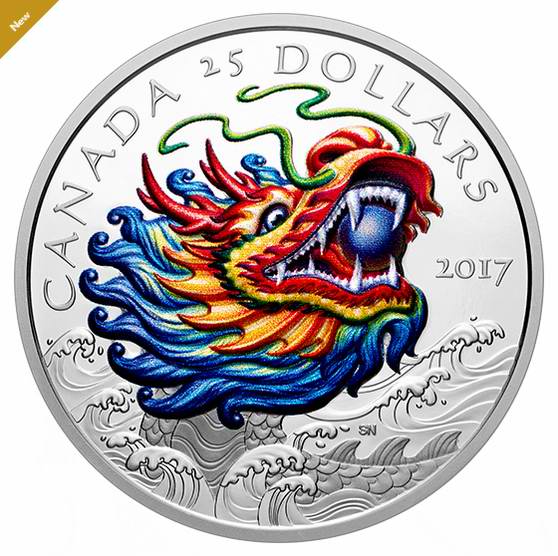 2017端午节赛龙舟纯银彩色纪念币 139.95加元销售并包邮！