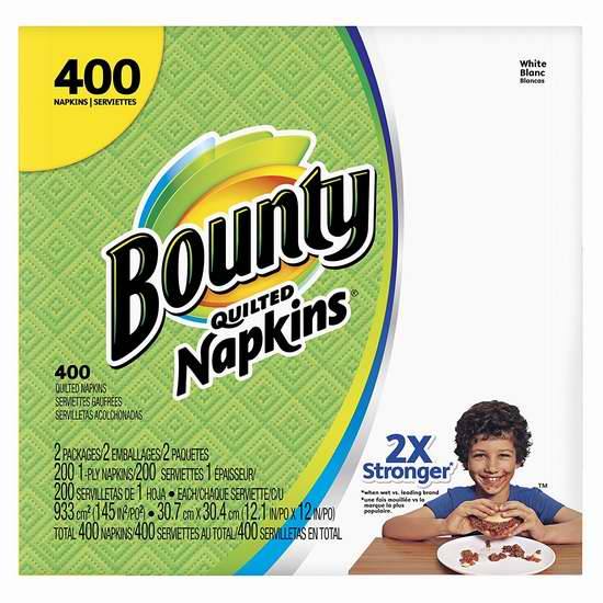  Bounty Paper Napkins 餐巾400张 5.98加元限时特卖！