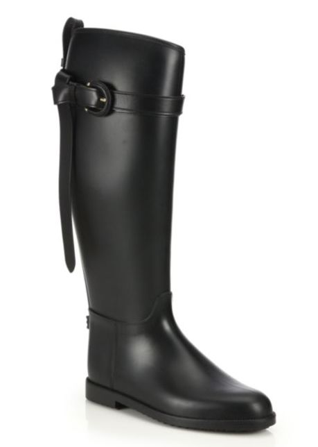  下雨天，原来可以这样时髦！Burberry黑色长款雨靴 370加元，原价 530加元，包邮无关税！
