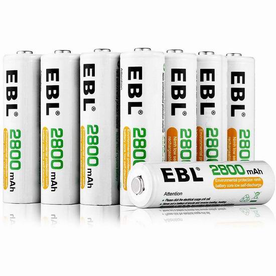  EBL 1100/2800mAh Ni-MH AA/AAA镍氢充电电池16只装 20.09-33.99加元！