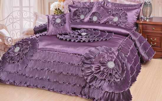  DaDa Bedding Quinceanera 豪华维多利亚紫色缎面King被子5件套3.9折 83.81加元限时特卖并包邮！